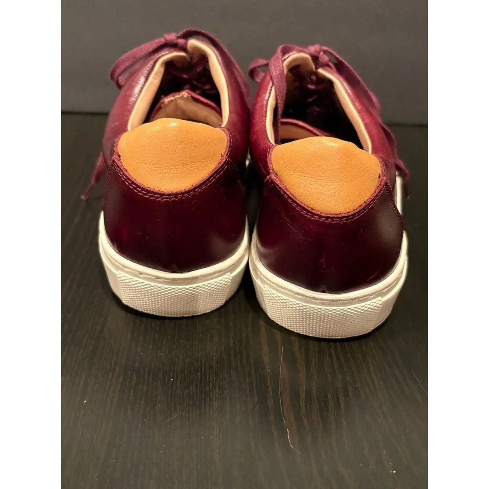 Modern Fiction Homme Mens Sneakers‎ Leather 10.5 Burgundy Low Top Contrast Heel